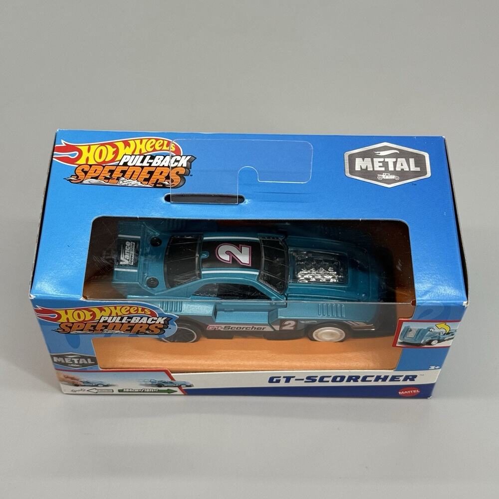 Hot Wheels 2024 1:43 Pull-Back Speeders Diecast GT-Scorcher Hood Doors Open NIB - Picture 3 of 7